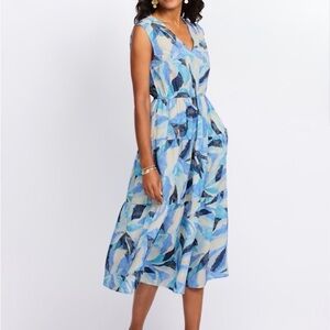 Abstract Blue Maxi Dress